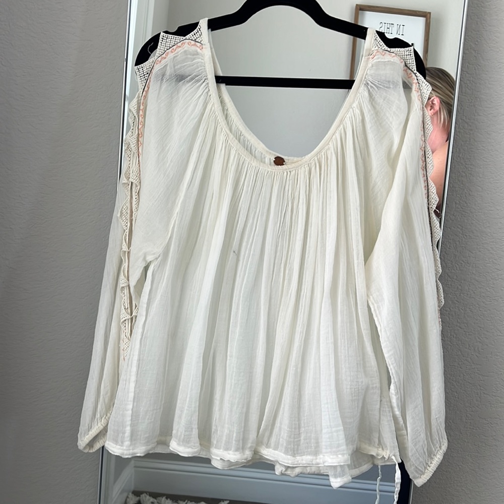 Free People Cream Blouse (Size M)